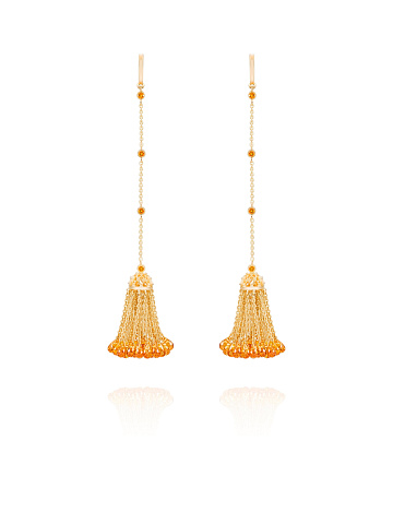 Yellow Gold & Citrine Short Tassel Earrings, 1