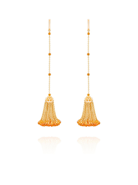 Yellow Gold & Citrine Short Tassel Earrings, 1