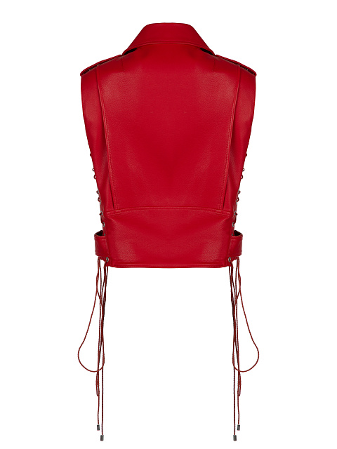 Red Leather Biker Vest, 2
