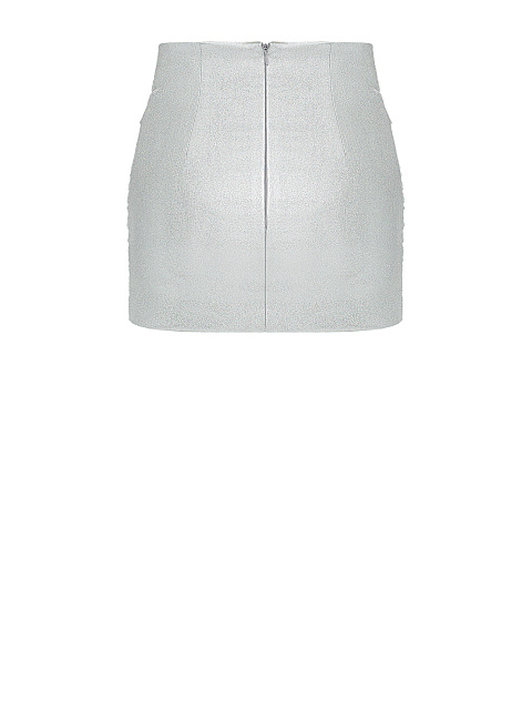 Silver faux leather mini skirt with draping, 2 Silver faux leather mini skirt with draping, 2