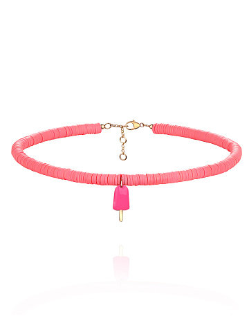 Kids Rose Silver, Pink Rubber & Enamel Ice Cream Choker, 1