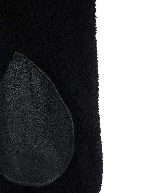 Oversized Black Belted Shearling Biker Jacket, 4