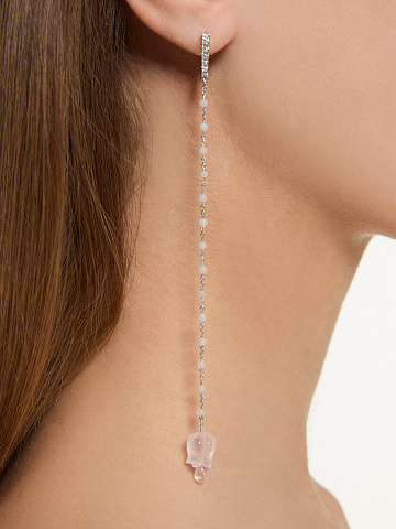 Long bell earrings with rock crystal and topaz, 2