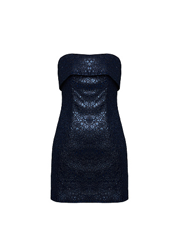 Metallic Blue Snakeskin Printed Mini Dress, 1