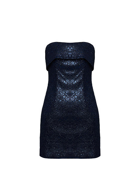 Metallic Blue Snakeskin Printed Mini Dress, 1