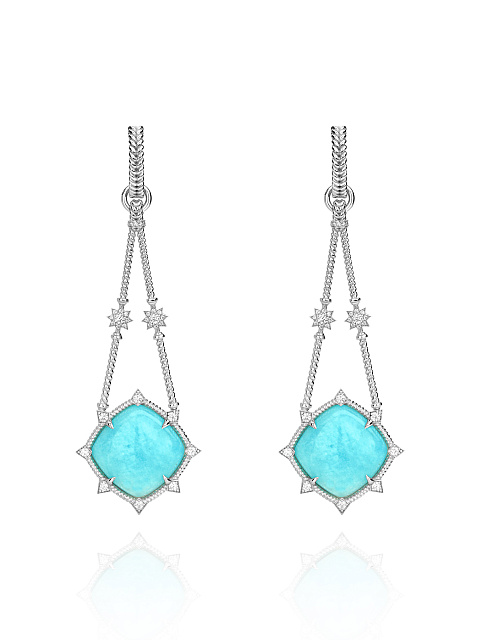 Amazonite & Cubic Zirconia & Silver Earrings, 1