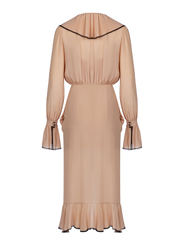 Beige Silk Midi Dress, 2