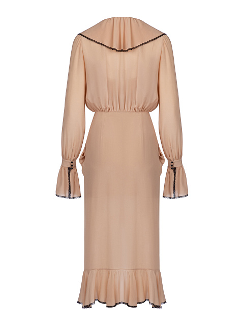 Beige Silk Midi Dress, 2
