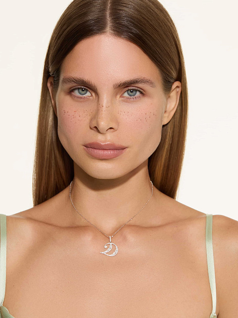 White gold necklace with a diamond letter D pendant, 2
