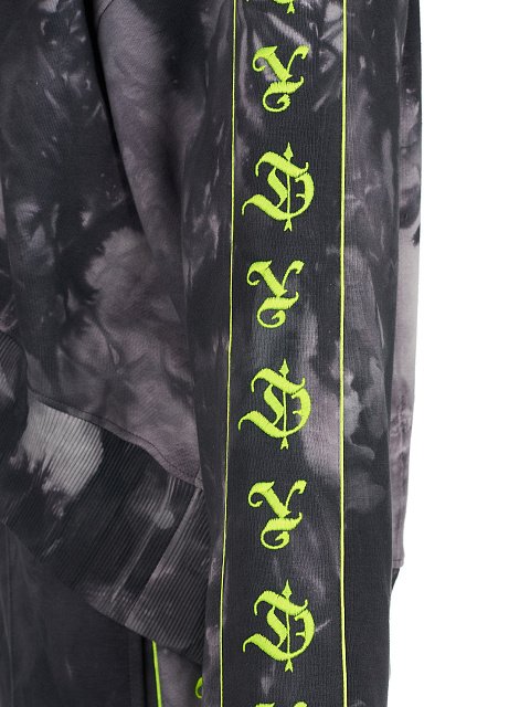 Grey Tie-dye & Neon Green YD Embroidered Jersey Suit, 6