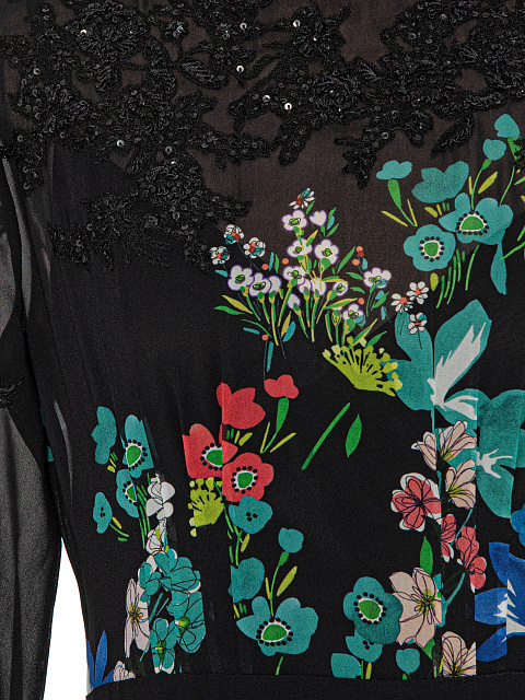 Black Floral Printed Chiffon Maxi Dress, 4 Black Floral Printed Chiffon Maxi Dress, 4