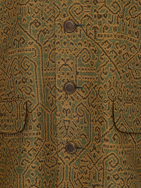 Single-breasted jacket in yellow-green jacquard, 3 Single-breasted jacket in yellow-green jacquard, 3