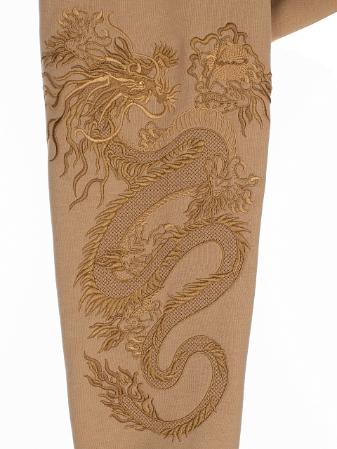 Dragons Embroidered Brown Jersey Suit, 3 Dragons Embroidered Brown Jersey Suit, 3