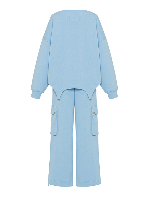 Light Blue Jersey Cargo Pants Suit, 2 Light Blue Jersey Cargo Pants Suit, 2