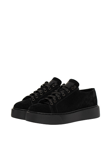 Black Shearling Sneakers, 1