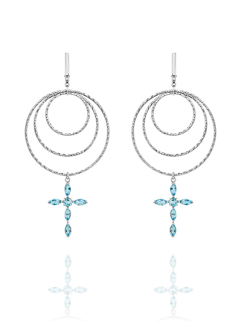 Silver & Topaz Hoop Earrings, 1