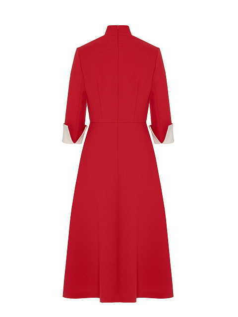 Red Midi Dress With White Pearls, 2