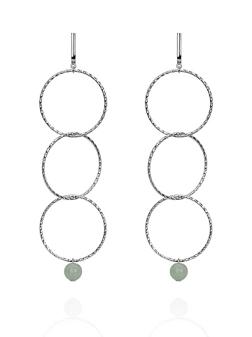 Silver & Jade Beads Earrings, 1