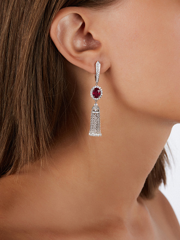 White Gold & Ruby Tassel Earrings, 2
