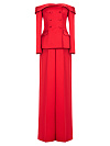 Красный брючный костюм с открытыми плечами