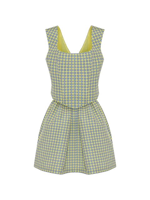 Yellow Jacquard Top & Mini Skirt Set, 1 Yellow Jacquard Top & Mini Skirt Set, 1