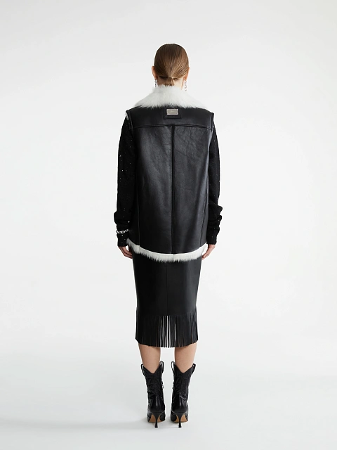 Black & White Shearling Vest, 9 Black & White Shearling Vest, 9