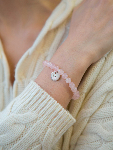 Silver & Rose Quartz Beaded Bracelet, 2