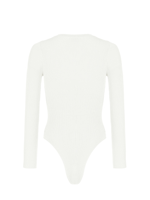 White Ribbed Jersey L/S Round Neck Bodysuit, 2 White Ribbed Jersey L/S Round Neck Bodysuit, 2