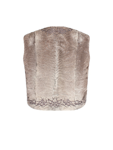 Beige Caracul Embroidered Vest, 2