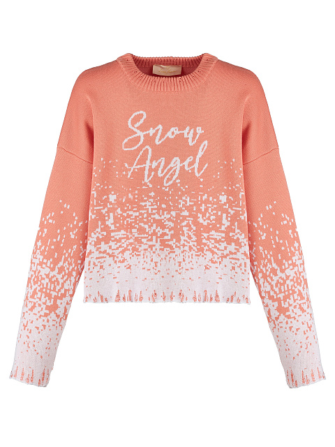 Coral "Snow Angel" Distressed Sweater, 1 Coral "Snow Angel" Distressed Sweater, 1