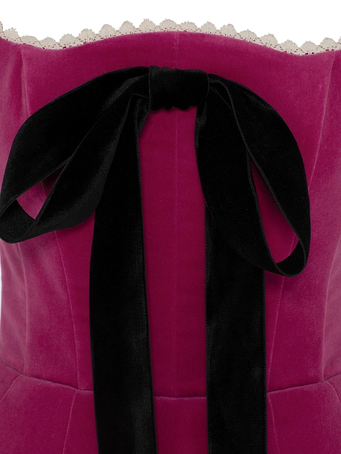 Pink Velvet Mini Dress With Bow, 6 Pink Velvet Mini Dress With Bow, 6