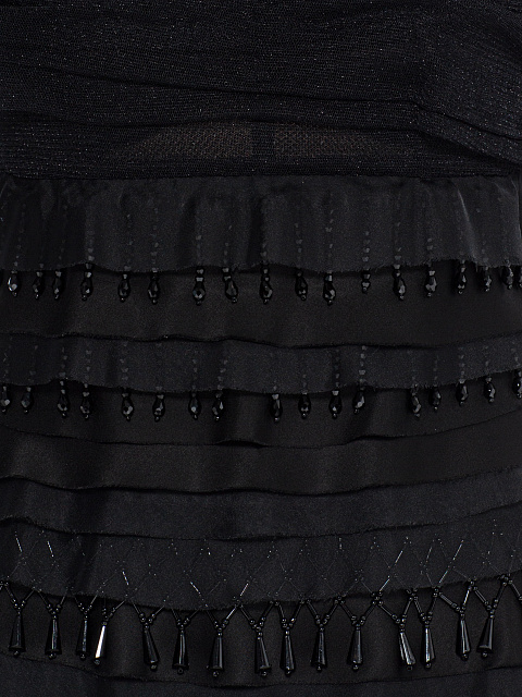 Black midi dress with fringe, 3