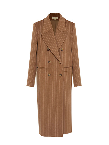Brown Striped Double-breasted Coat, 1
