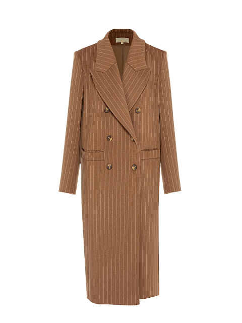Brown Striped Double-breasted Coat, 1 Brown Striped Double-breasted Coat, 1