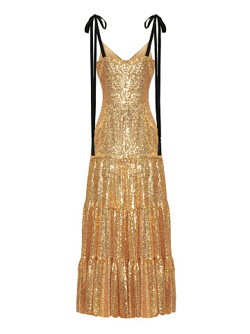 Golden Sequined Midi Dress, 2