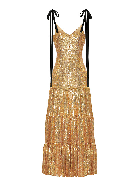 Golden Sequined Midi Dress, 2