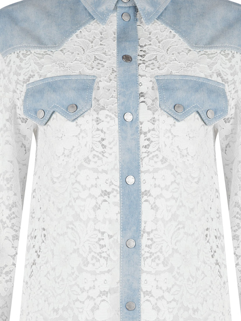 White Lace Denim Shirt, 3