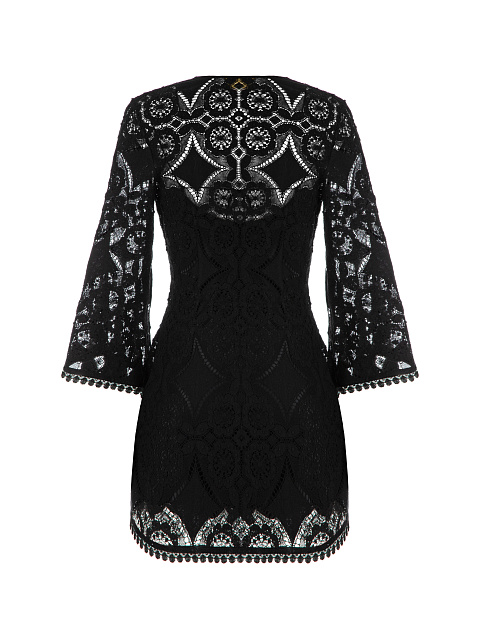 Black Lace Cotton Wrap Mini Dress, 2 Black Lace Cotton Wrap Mini Dress, 2