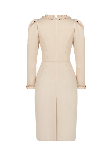 Beige Ruffled Midi Dress, 2