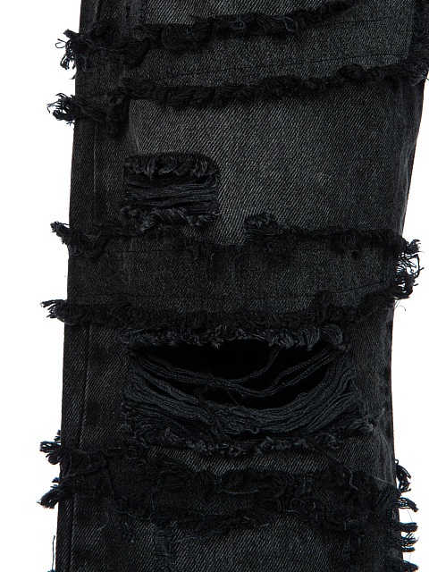 Black Distressed Cotton Jeans, 4