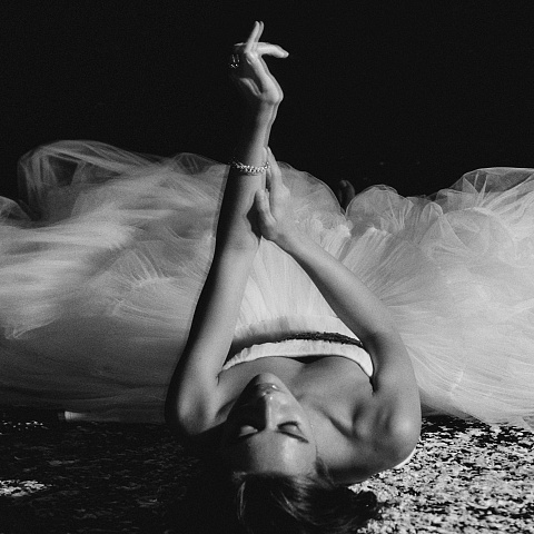 White Strapless Corset Tulle Dress, 9