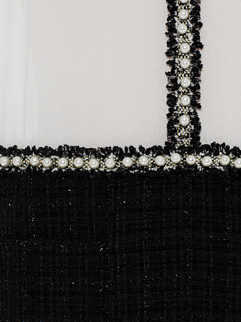 Black and white chiffon and tweed mini dress, 3 Black and white chiffon and tweed mini dress, 3