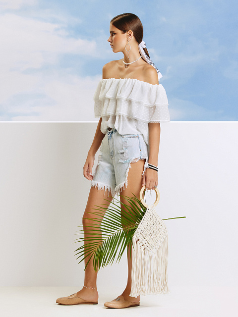 Light Blue Distressed Mini Shorts, 5