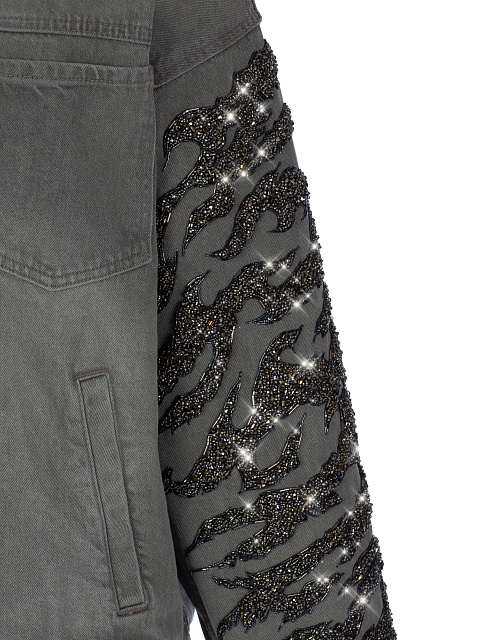 Embroidered Grey Denim Jacket, 3 Embroidered Grey Denim Jacket, 3