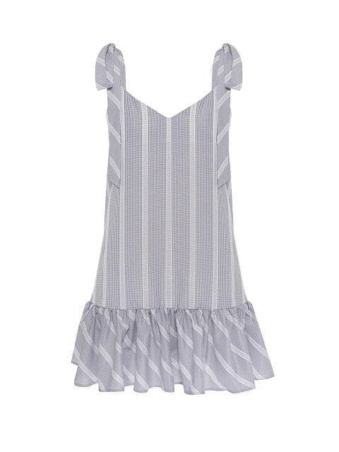 Grey Striped Cotton Mini Dress, 1 Grey Striped Cotton Mini Dress, 1