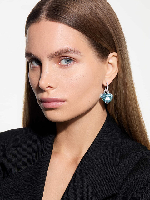 White gold earrings with aquamarines and diamonds, 5