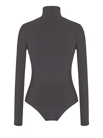 Grey Cotton Turtleneck Bodysuit, 2