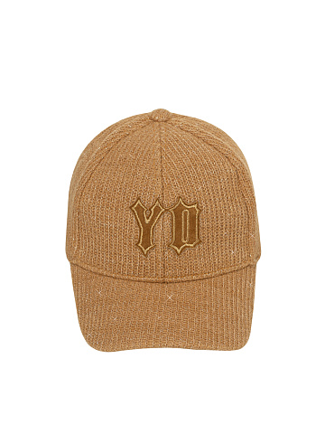 Light Brown Lurex & Suede "YD" Cap, 2