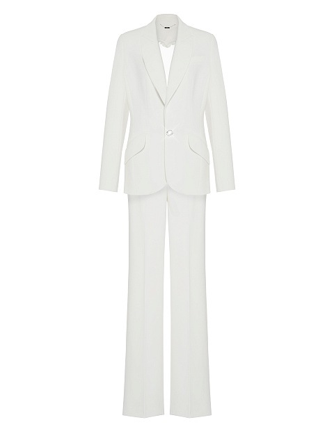 White Cut-out Cotton Pant Suit, 1 White Cut-out Cotton Pant Suit, 1