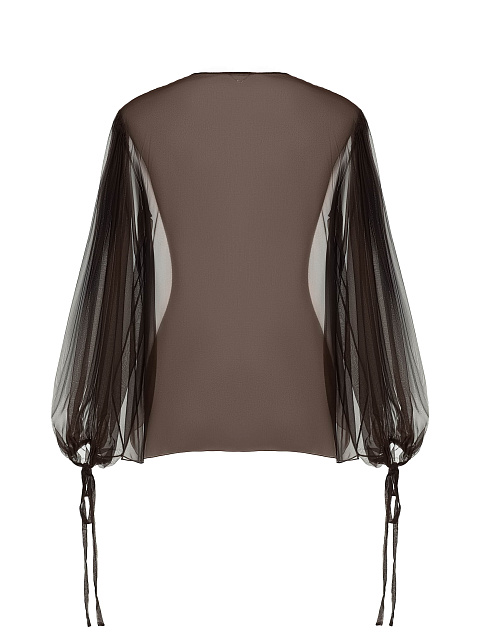 Brown Chiffon Blouse With Voluminous Sleeves, 2